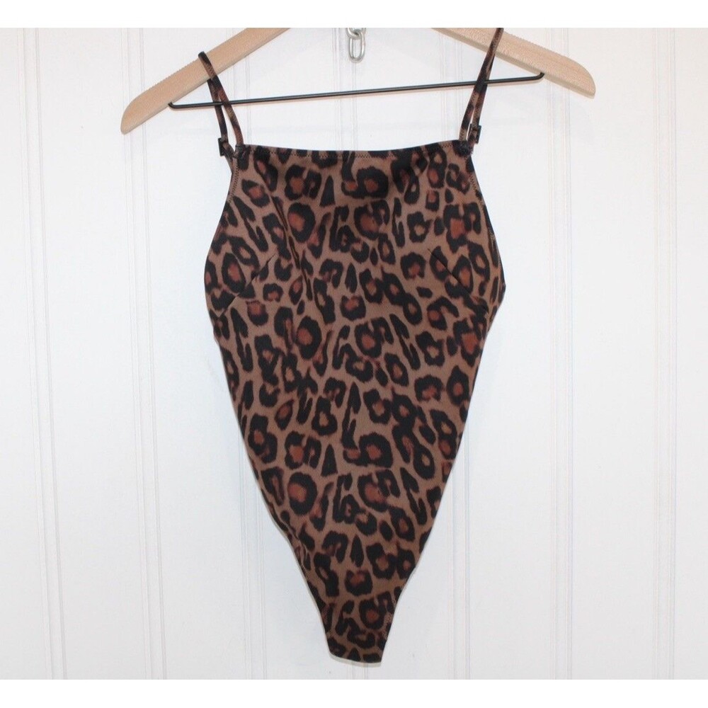 Topshop Leopard Print One Piece‎ Swimsuit Women’s US 4-6 Animal Print High Leg